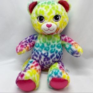 Build A Bear Lisa Frank Rainbow Spotted Leopard 18" Plush Cat Multi-Colored